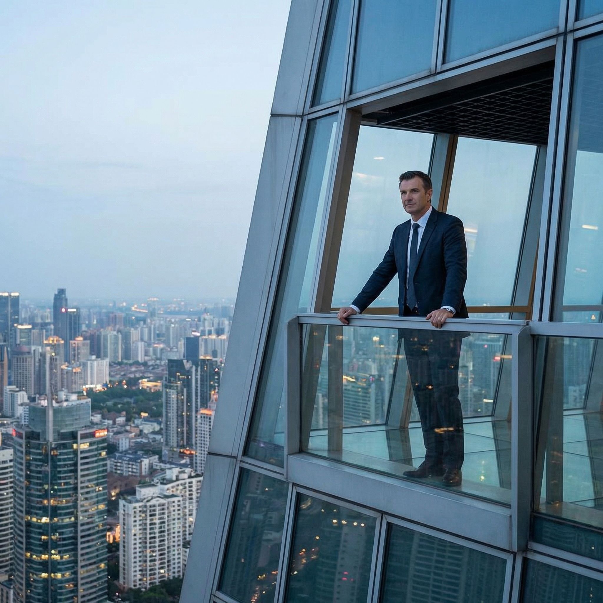 Business leadership in a modern corporate tower